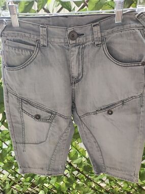 Men's Gray Jean Cargo Shorts - Lightweight Summer Style